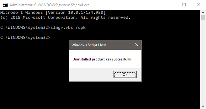 Windows upk uninstall product key cmd