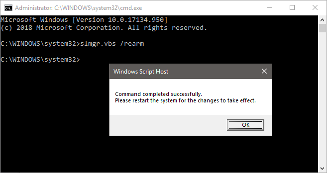 Windows rearm reset trial timer cmd